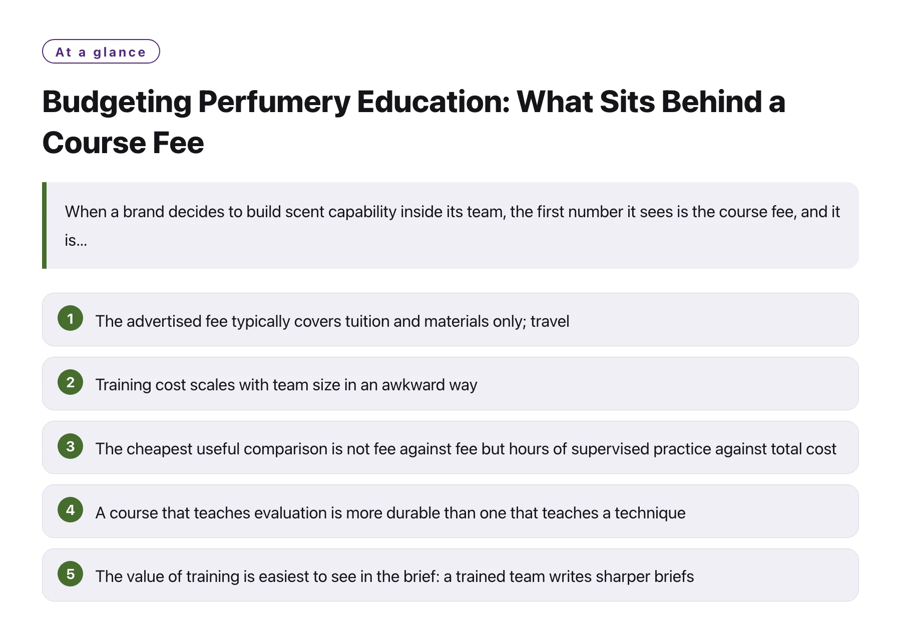 Budgeting Perfumery Education: What Sits Behind a Course Fee——全文要点速览